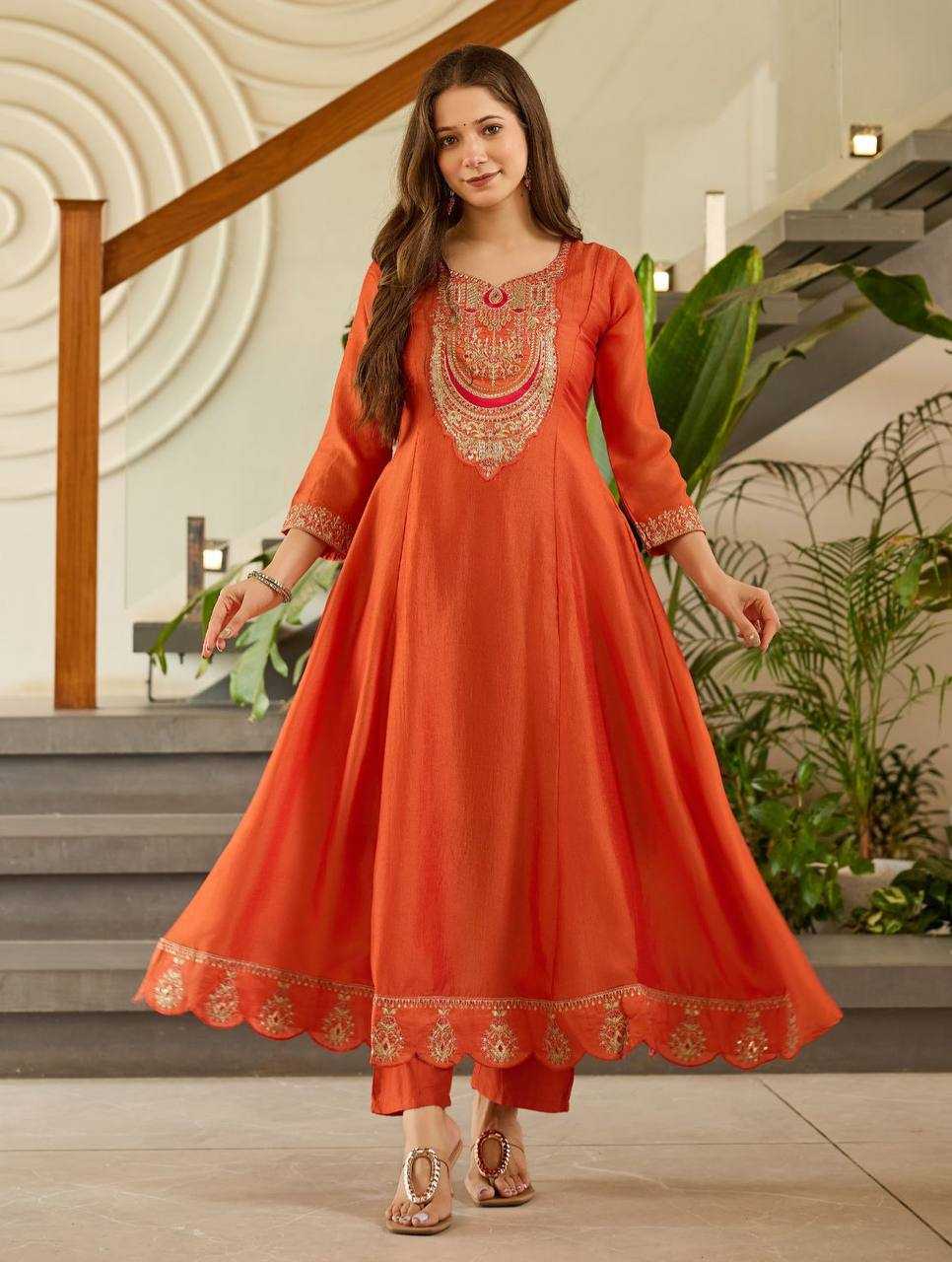 Vichitra Silk Kurti Bottom With Dupatta Embroidered